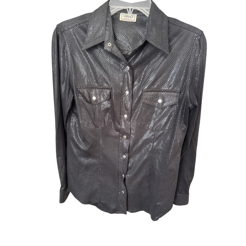 Versace Sport Men's Long Sleeve Button Down Printed Shirt 40 XS Made In Italy
